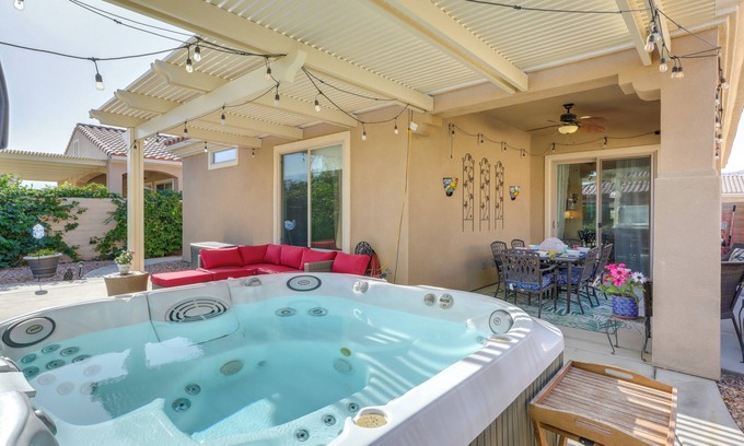 Indio Casa | Pet-Friendly Indio Home w/ Hot Tub: 55+ Community
