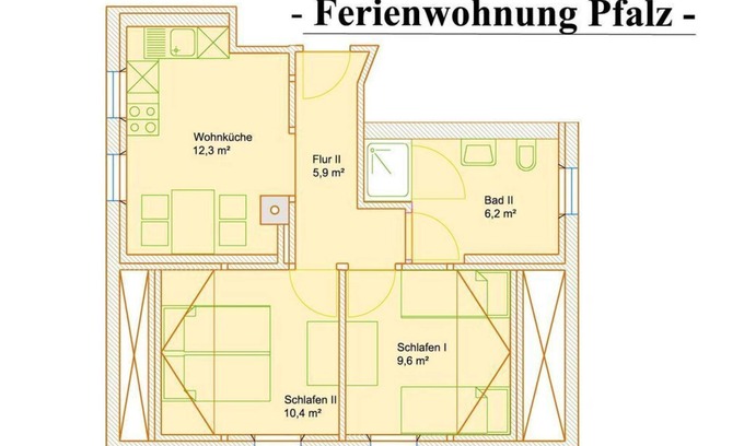 Bundenthal Apartamento | Pfalz, 2 Schlafzimmer - Fröhlich-daheim