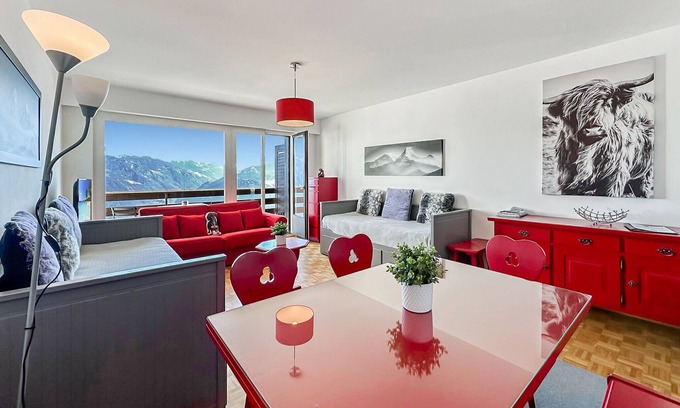 Randogne Apartamento | Pied-à-terre in Crans-Montana, pool and view - Swi