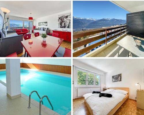 Randogne Apartamento | Pied-à-terre in Crans-Montana, pool and view - Swiss Alps