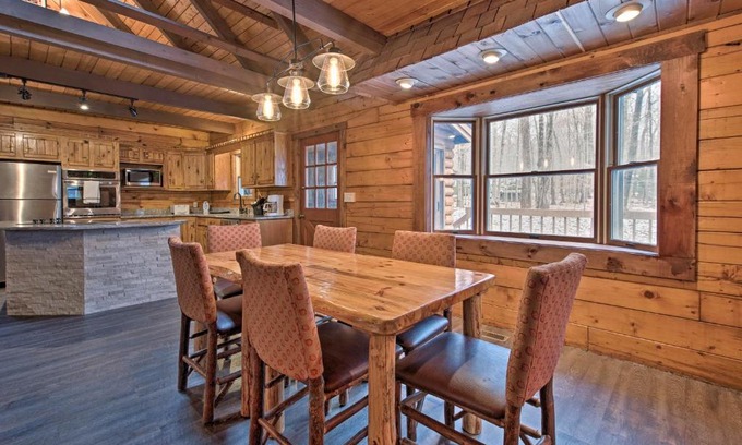 Locust Lake Village Casa | Pocono Log Cabin Fireplace, Fire Pits and Amenities