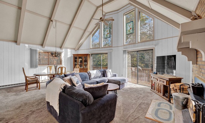 Paupackan Lake Casa | Pocono retreat with firepit, gameroom, expansive deck - dog friendly