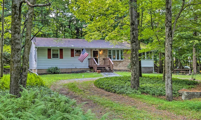 Locust Lake Village Casa | Poconos Home w/ Fire Pit, Walk to Locust Lake!