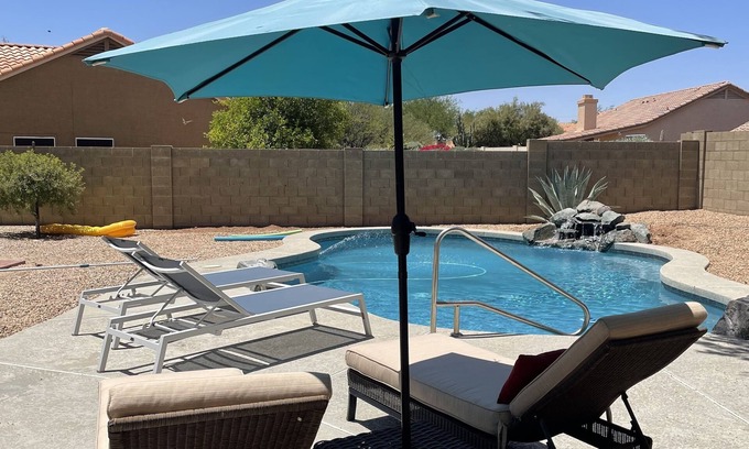 Tatum Ranch Casa | Pool with waterfall, Hot Tub, Fire-pit, Concrete floors!