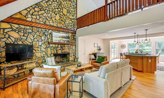Sylva Casa | Porch, Yard & Creek Access: Spacious Sylva Home!