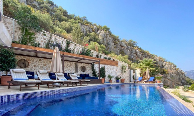 Kalkan Villa | EXCLUSIVO Villa Yar Jacuzzi y piscina privada Impresionantes vistas al mar Capacidad 12