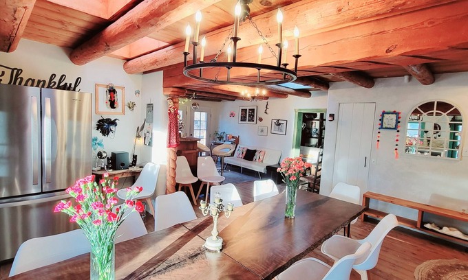 Embudo Casa | Private Beach on Rio Grande Adobe Historical Artist Family Home near Ski Valley