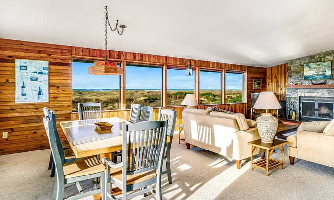 Copalis Beach Casa | Private ocean view escape with large deck, WiFi, & wood-burning fireplace