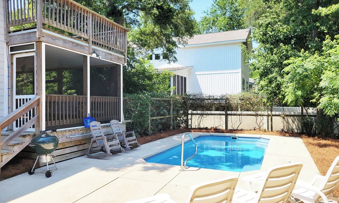North Litchfield Beach Casa | Private Pool Beach House, Easy Walk to Beach, 2 Screened Porches, Dog Friendly