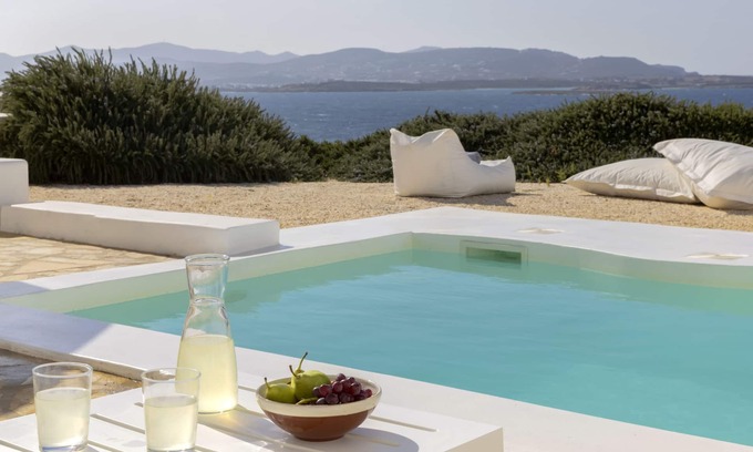 Nea Cryssi Akti Villa | Thea Villas 2, impresionantes vistas panorámicas al mar y al atardecer, piscina privada