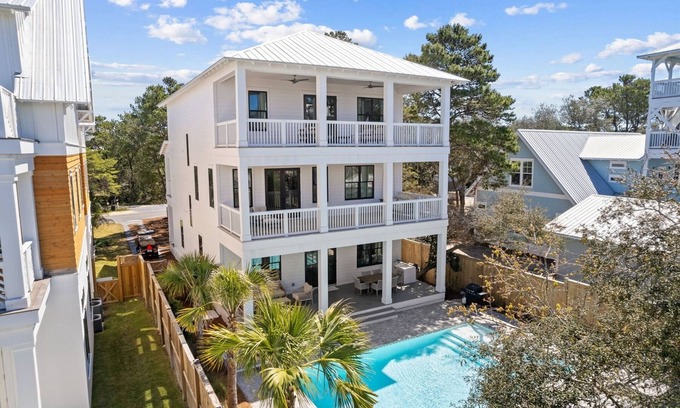 Seagrove Beach Casa | Private Pool, Spa, LSV, & Bikes! Steps to Beach! Sleeps 20!