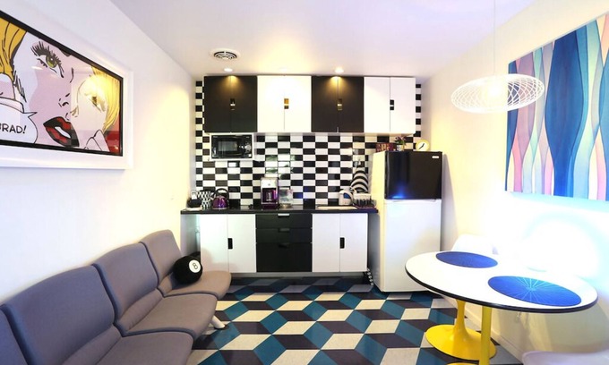 Sunset Junction Casa | Private Pop-Art Pad, Two-Story, Two Balconies with Park View in Silver Lake