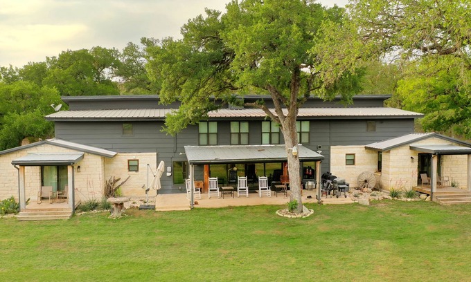 Hunt Casa | Private Riverfront, HOT TUB, Game room & 4 Patios overlooking the Guadalupe!
