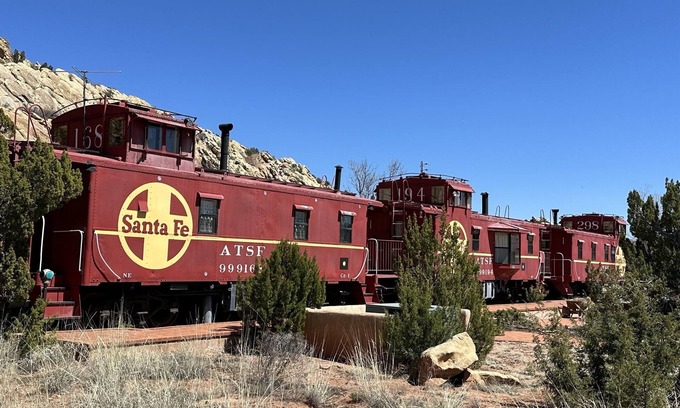Canoncito Casa | Private Villa with 3 Vintage Santa Fe Cabooses
