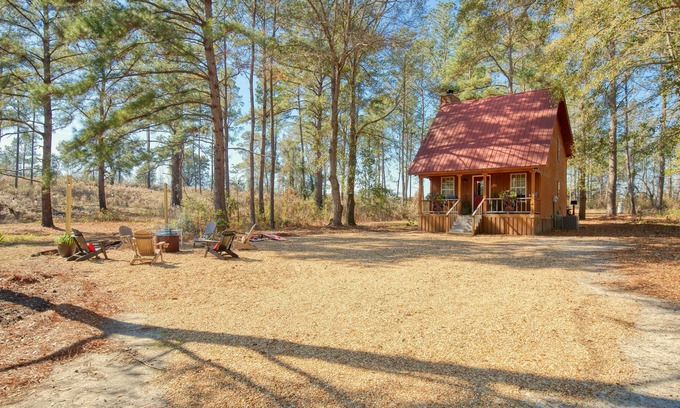 Quitman Cabina | Quiet, Private Lodge with Loft, 2 Beds & Fireplace