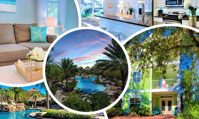 Villages of Crystal Beach Casa | Rare Walk to Beach Lush Resort 30K Gal Pool