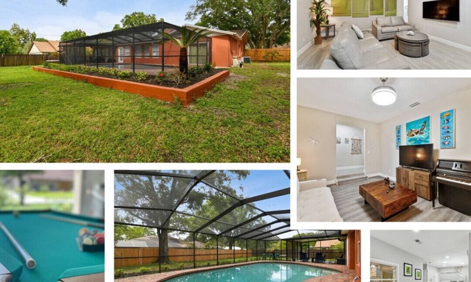 Temple Terrace Casa | Red Royalty Pool, King Bed, Yard