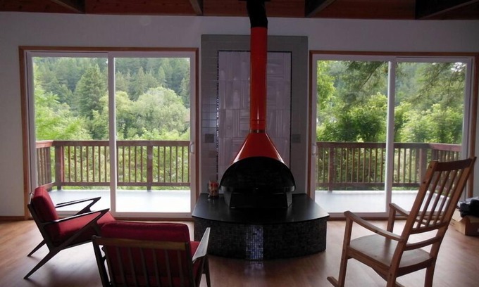 Monte Rio Casa | Redwood Butterfly Cabin Riverfront Private Island Canoa de temporada incluida