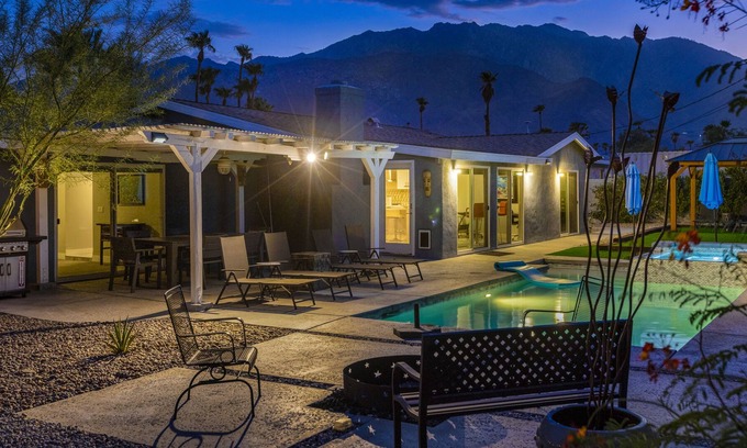Racquet Club South Casa | Remodeled Gem with Pool, Hot Tub, Fire Pit, Grill & Putting Green