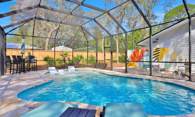 St. Augustine South Casa | Renovated home with private pool, patio, outdoor fireplace, & grill