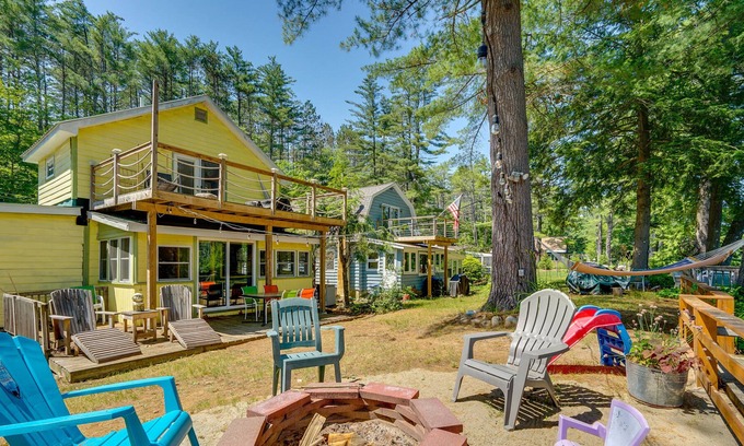 Lake Luzerne-Hadley Cabaña | Riverfront Hadley Getaway w/ Fire Pit & Boat Dock!