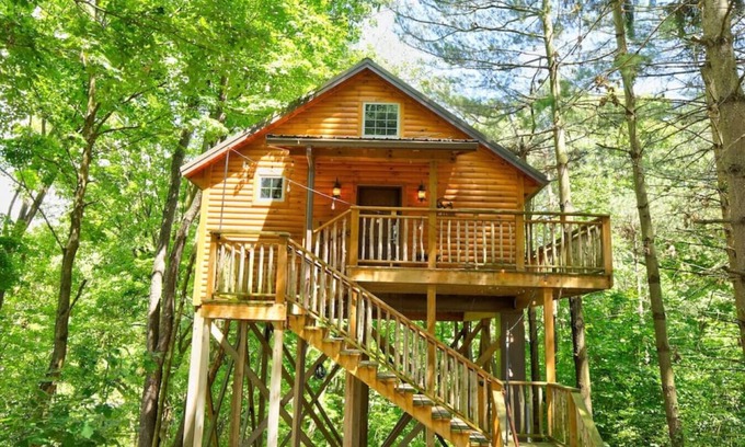 Millersburg Cabina | Romantic Treehouse Getaway with Treetop Views