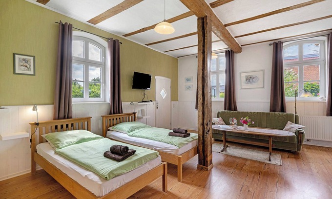 Schlagsdorf Apartamento | Habitación 'Grünes Zimmer' con jardín compartido y Wi-Fi