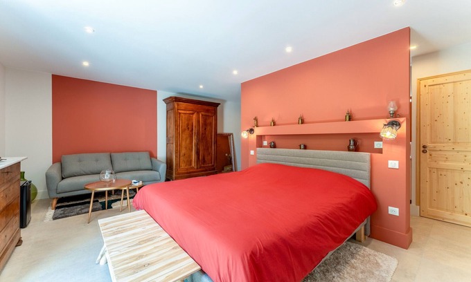 Les Angles Apartamento | Habitación 'Sylviane' con terraza compartida, jardín compartido y aire acondicionado