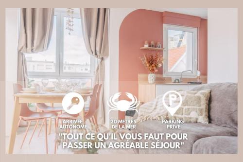 Wimereux Apartamento | Rose Mer, Appartement à 20 mètres de la mer avec parking privé et balcon, Animal accepté