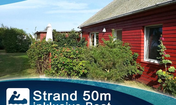 Rakow Apartamento | Rotes Strandhaus mit Boot am Salzhaff, 50m zum Strand