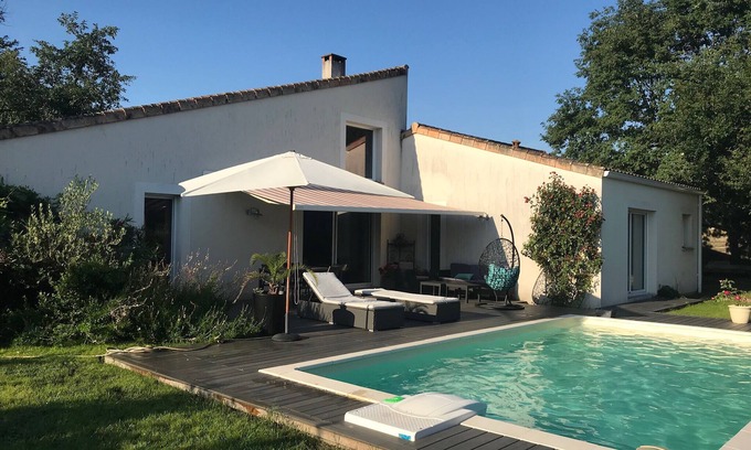 Saint-Aubin-de-Medoc Casa | Gran chalet moderno, tranquilo y cómodo - chauffée- piscina cerca de Burdeos - 10 P.