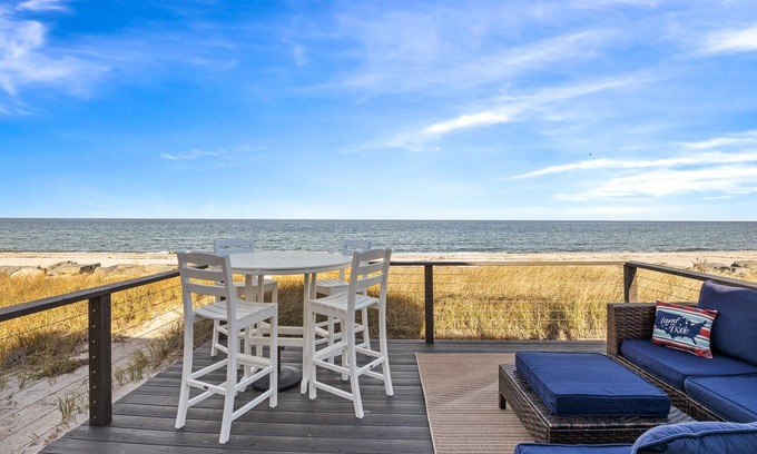 Plymouth Casa | Beachfront Bliss: Modern Plymouth Home w/ Direct Beach Access and deck in front of ocean!