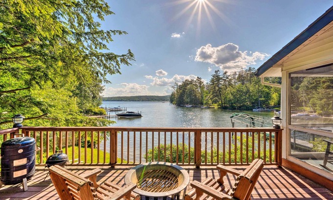 Meredith Casa | Scenic Meredith Hideaway w/ Dock + Beach!