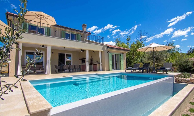 Klimno Villa | Seafront Villa Marin with a heated pool
