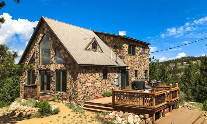 Florissant Casa | Secluded home on 5 acres with great mountain views, decks, wood stove & W/D