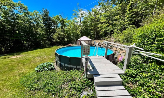 Bartlett Casa | Secluded home with pool, enclosed yard, fireplace, W/D, internet, & scenic views