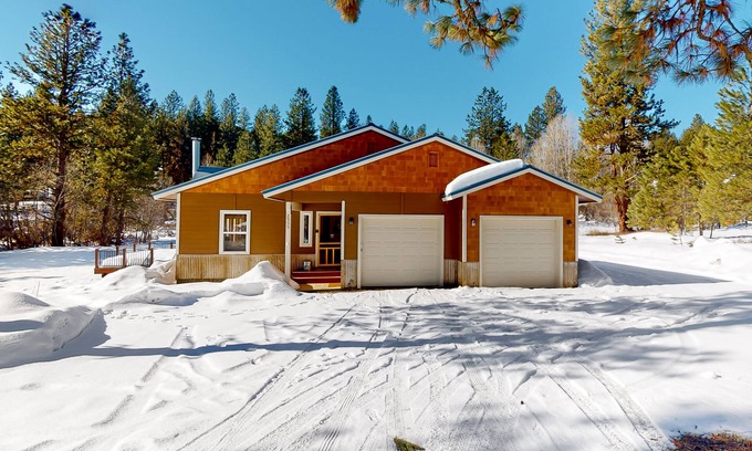 New Meadows Casa | Secluded, updated home with mountain view, woodstove, foosball, & W/D