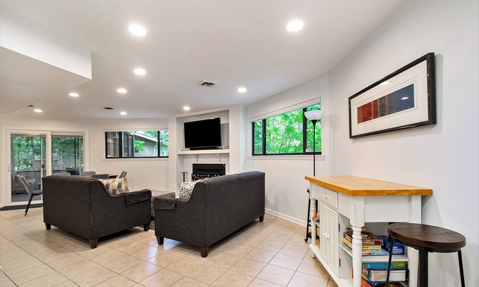 New Buffalo Casa | Serene property with firepit, deck, wood-burning fireplace, & AC - beach access