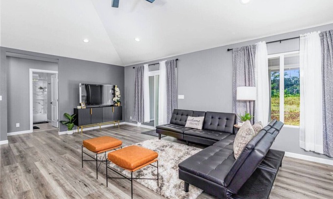 Keaau Casa | Serene Sky Blue Lounge: Unwind in Comfort & Style
