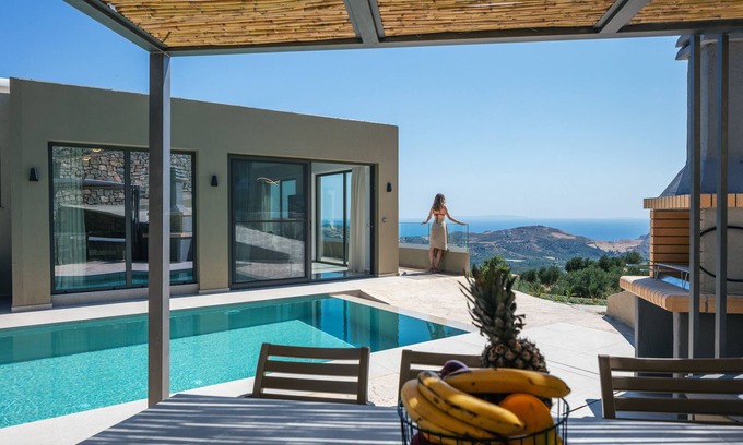 Agios Vasileios Villa | Sigma Villa, Private Heated Swimming Pool Garden, Panoramic Sunset