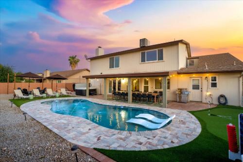 Copperwood Casa | Slide into Fun Pool Games Fire Pit Sport Court