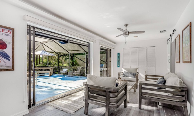 Lely Golf Estates Casa | Sophisticated home with private lanai, heated pool & fast WiFi - near beaches