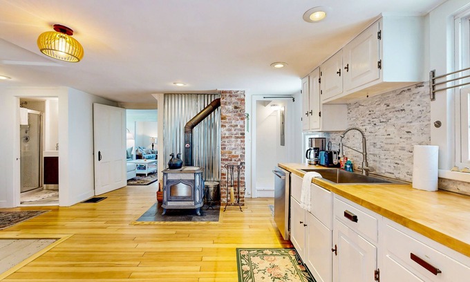 Chester Depot Casa | Spacious dog-friendly house w/woodstove, fenced-in yard, BBQ, wifi, w/d, TV