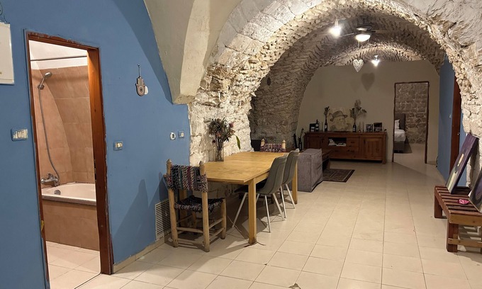 Safed Old City Casa | Spacious Family home with huge patio steps above HaAri and amazing view of Meron