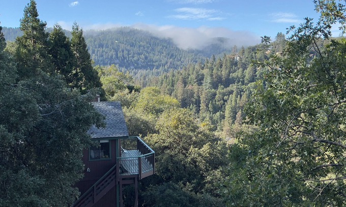 Crestline Casa | Spacious home with modern finishes, beautiful views, 2 decks & fireplace