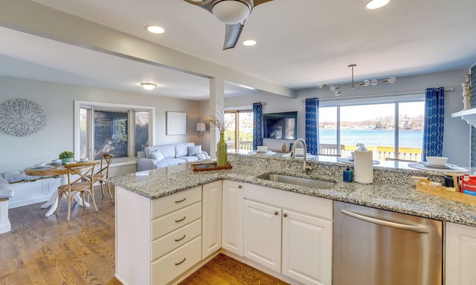 White Lake Cabaña | Spacious Lakefront Home in White Lake w/ Hot Tub!