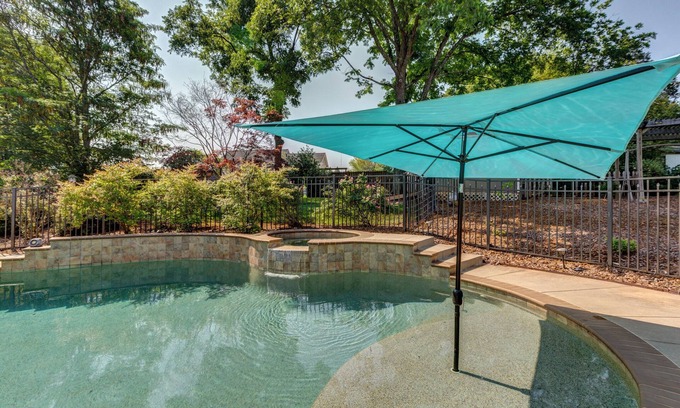 Mooresville Casa | Spacious Oasis with heated pool/spa, covered patio, office & near Lake Norman