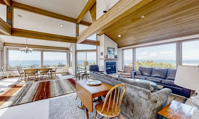 South Beach Casa | Spacious oceanfront home with free WiFi, fireplace, and wrap-around deck
