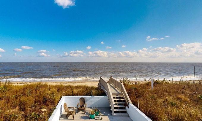 Prime Hook Beach Casa | Sprawling beachfront home with alfresco dining, grill, games, W/D, & open layout