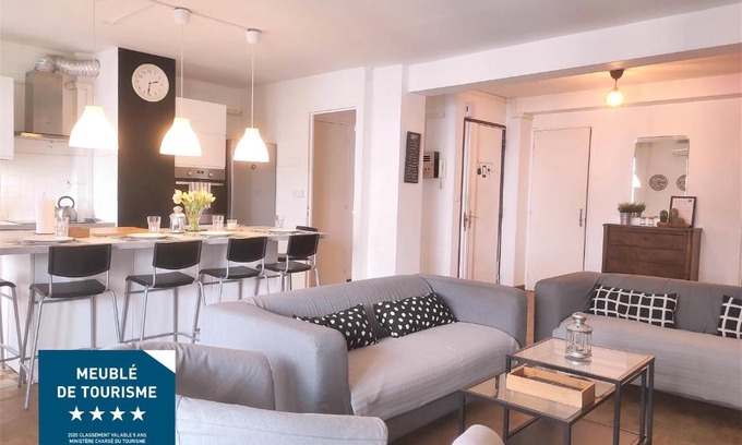 La Villette Apartamento | Standing, 3 chambres, clim et garage priv proche Panier et Terrasses Port